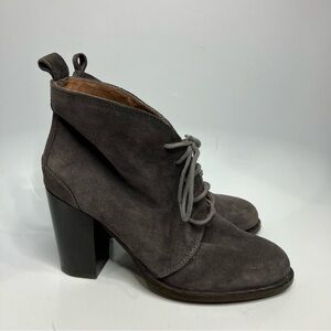 Seychelles‎ Anthropologie Brand gray suede leather heel lace up booties size 9.5